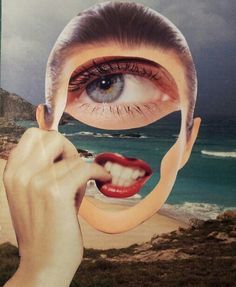 collage de una cara humana con un ojo en la frente